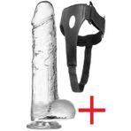 Lolita Shop Kemerli Şeffaf Ultra Yumuşak Jel Dokuda 23 Cm Belden Bağlamalı Vantuzlu Takma Penis Dildo