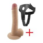 Lolita Shop Kemerli Ultra Dokuda 21.5 Cm Belden Bağlamalı Vantuzlu Penis Testisli Takma Dildo