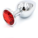 Lolita Shop Metal Gümüş Paslanmaz Kırmızı Taşlı 10 cm Lüks Anal Plug ve Tıkaç