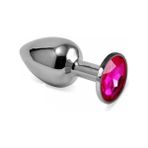 Lolita Shop Paslanmaz Çelik Gümüş Metal Kırmızı Mücevher Taşlı 7 cm Lüks Anal Plug ve Tıkaç