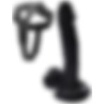 Lolita Shop Tam Realistik Takma Strapon Kemerli Siyah Dildo 19 cm Gerçekçi Dokuda Zenci Belden Bağlamalı Penis