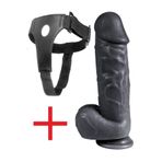 Lolita Shop Ultra Dokuda Belden Bağlamalı Siyahi 22 Cm Kalın Penis Takma Kemerli Siyah Dildo