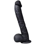 Lolita Shop Ultra Görünümde Et Dokusunda 33.5 Cm Kalın Siyahi Penis Güçlü Vantuzlu Siyah Dildo