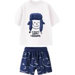 Lolli Boom Kids Erkek Çocuk 3D Peluş Nakış Uşanka Şapka Detaylı Pamuklu T-Shirt Şort Alt Üst Takım - 00 Lacivert - 4 - 5 Yaş