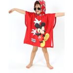 Lolli Boom Kids Erkek Çocuk Plaj Banyo Panço Havlu / Bornoz Plaj Kırmızı Renk Sevimli Mickey Baskılı - Açık Gri