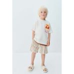 Lolli Boom Kids Erkek Çocuk Salaş / Rahat Baskılı Tişört ve Çizgili Şort Takımı -2 Parça Yeni Sezon - 001-Krem - 3 - 4 Yaş