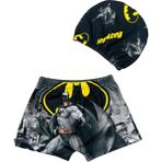 Lolli Boom Kids Erkek Çocuk Yarasa Adam Batman Temalı Mayo Bone 2'li Set - 3 - 4 Yaş - 0TB-Siyah