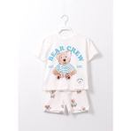 Lolli Boom Kids Yeni Sezon Çocuk Giym Krem Renk Oyuncak Ayı Teddy Bear Baskılı Altüst Takım 2 Parça - 01.Ekru - 3 - 4 Yaş