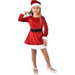 Lolli Boom Kids Yeni Sezon Yılbaşı Elbise Kukuleta Kemer 3 Parçalı Takım Noel Elbise Kırmızı Kadife - 240 - Kırmızı - 3 - 4 Yaş