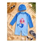Lolliboomkids Kız Çocuk Deniz Kızı Temalı Güneş Koruma Uzun Kollu Mayo & Bone Takımı / Surfer