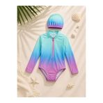 Lolliboomkids Kız Çocuk Sunset Surf Uzun Kol Fermuarlı Güneş Koruma Mayo - Bone Takımı