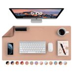 LOLLIDO Deri Masa Pedi - 24" x 14" Ofis Paspası, Büyük Mouse Pad Koruyucu, Masaüstü Mat, Yazı Pedi, Blotter, Kapak (Mantar+Bronz)