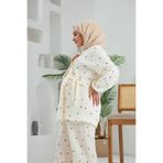 Lollybabies Lolly Babies Lohusa Pijama Takımı | Kahverengi Kalp | Pamuk