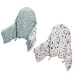 Lomgwumy Mama Sandalyesi Minderi, için IKEA Antilop Mama Sandalyesi Minderi, 2'li Paket Mama Sandalyesi Yastığı, Dahili Şişme Yastık, Daha Rahat Bebek Oturan (Taze Yaprak/Taş Çiçek)