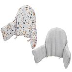 Lomgwumy Mama Sandalyesi Minderi, için IKEA Antilop Mama Sandalyesi Minderi, 2'li Paket Yüksek Sandalye Minderi, Dahili Şişme Yastık, Daha Rahat Bebek Oturan (Katmanlı Gri/Taş Çiçek)