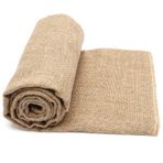 LOMUG Jüt kumaş, metrelik ürün, kenevir şerit masa örtüsü, doğal, 160 cm x 100 cm, kesilebilir, düğün, bahçe partisi ve kutlamalar için, çiftlik evi ve kır evi tarzı için çevre dostu masa dekorasyonu