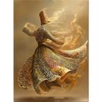 Lona Sanat Altın Detaylı Semazen Kanvas Tablo – Hat Sanatı Sufi Derviş Modern Dekoratif Duvar Tablosu - 50 x 70