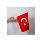 Lona Sanat Türk Bayrağı 30X45 Cm Alpaka Kumaş - Sopalı-30 Adet