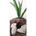 Lona Sanat Unisex Bebek Organik Deri Patik.;Gri 6-12 Ay