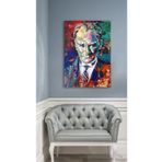 Lona Sanat Yağlı Boya Efektli Mustafa Kemal Atatürk Portresi Karizma Soyut Kanvas Tablo;Renkli 100 X 70