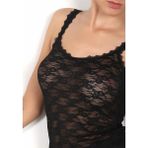 Lonca Tekstil Çiçek Desenli Dantelli Dantel Askılı Kadın Atlet - S - M - 000-Siyah