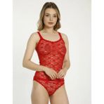 Lonca Tekstil Çiçek Desenli Dantelli Dantel Askılı Kadın Atlet - S - M - 4BY-Kırmızı