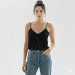 Lonca Tekstil Ip Askılı Bambu Atlet - Siyah