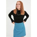 Lonca Tekstil Siyah Fitted/vücuda Oturan Balıkçı Yaka Parmak Detaylı Fitilli Esnek Örme Triko Kazak - Standart - 000-Siyah