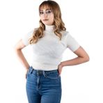 Lonca Tekstil Yarım Kollu Balıkçı Yaka Triko Örme Badi Kazak - Standart - 001-Beyaz