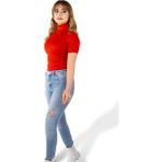 Lonca Tekstil Yarım Kollu Balıkçı Yaka Triko Örme Badi Kazak - Standart - 240-Kırmızı