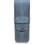 Londo Hakiki Deri İki Bölmeli Retro Kalemlik Mavi