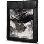 Londo Hakiki Deri ve Dokuma Kumaş Tablet Kılıfı iPad Pro 12'' / 12.9’’ Inç - Siyah