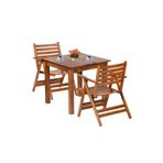 London Atina Ahsap Bahce Balkon Takimi: 70X70 Sabit Ayakli Masa + 2 Katlanir Sandalye Set