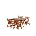 London Atina Katlanır Ahşap Bahçe Balkon Takımı -80x140 Masa + 4 Sandalye Set