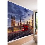 Londra Şehir Manzarası - Ofis ve Kafe İçin Big Ben Temalı Tek Parça Tekstil Duvar Kağıdı, 300 x 260