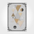 Londyn Geometrik Gri Pamuk Dikdörtgen Pamuk Makinada Yıkanabilir Kaymaz Taban Dijital Makine Baskı Salon Halı-I-Cr-Printed Carpet-2563PC-100x450