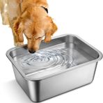 Lonepetu 2 Galon Büyük Köpek Su Kasesi, Paslanmaz Çelik Metal Köpek Kaseleri, Orta ve Büyük Köpekler için İç ve Dış Mekan için Büyük Kapasiteli Pet Gıda Kase Su Tabağı 12.6 '' × 8.7'' × 5.9 ''