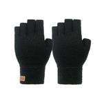 Long Keeper Kış Parmaksız Eldiven Erkekler Kadınlar için - Esnek Sıcak Eldiven Yarım Parmak Yumuşak Alpaka Sıcak Parmaksız Eldiven Termal Örgü Eldiven, Tek Beden, siyah, One Size