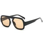 Long Keeper Retro kare Pilot güneş gözlüğü kadınlar için erkek havacılık kare güneş gözlüğü düz üst dikdörtgen 70s Vintage tonları, Siyah Çerçeve - Şampanya Lens