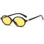 Long Keeper Retro Oval Güneş Gözlüğü 90'lı Yıllar Tarzı Vintage Güneş Gözlüğü Dar Oval Küçük Güneş Gözlüğü Kadın Erkek için Moda Oval Yuvarlak Gözlük UV400 Korumalı, Siyah çerçeve – Sarı camlar