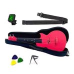 Longa Profesyonel Carbon Fiber Ukulele Seti ( Kırmızı)