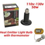 Longbangdian Shop 110V 50W ve Metre Tipi 25W ~ 200W 110V 220V Verici Ampul Termometre ile Pet Kertenkele Sürüngen Uzak Kızılötesi Seramik Isıtma Lambası Isıtıcı E27 (Yurt Dışından)