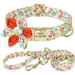 Longbangdian Shop 167 Turuncu Set 1 Stil L Beden Çiçek Persoalized Köpek Tasması Moda Baskılı Özel Naylon Köpek Tasmaları Küçük Orta Büyük Köpekler Için Ücretsiz Oyulmuş Isim Plakası ile (Yurt Dışından) - NO:1 - Renkli