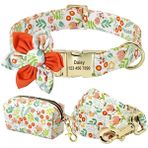 Longbangdian Shop 167 Turuncu Set 2 Stili S Beden Çiçek Persoalized Köpek Tasması Moda Baskılı Özel Naylon Köpek Tasmaları Küçük Orta Büyük Köpekler Için Ücretsiz Oyulmuş Isim Plakası ile (Yurt Dışından) - NO:1 - Renkli