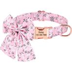 Longbangdian Shop Pembe Tarzı L Beden Kişiselleştirilmiş Yavru Köpek Kedi Yaka Özel Baskılı Ilmek Pet Aksesuarları Yaka Pug Chihuahua Oyulmuş Isim Plakası Papyon Yaka (Yurt Dışından) - NO:1 - Renkli