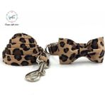 Longbangdian Shop Yaka Yay ve Tasma Tarzı S Beden Benzersiz Stil Paws Leopar Baskı Köpek Yaka ve Papyonlu Kurşun Set Pamuk Köpek ve Kedi Kolye ve Köpek Tasması (Yurt Dışından) - NO:1 - Renkli
