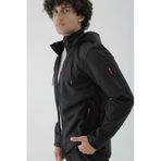 Longberg Erkek Çıkarılabilir Kapüşonlu Softshell Mont Siyah 3XL