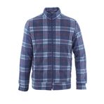 Longberg Erkek Kaşe Ekoseli Fermuarlı Polar Hırka (LACİVERT, 2XL)