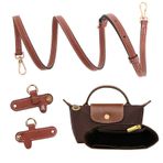 Longchamp kadın omuz askısı, cüzdan düzenleyici, deliksiz, uzunluğu ayarlanabilir deri yedek kayış, çok cepli, el çantası, mini boyut için uygun, Kahverengi, 1,2 cm