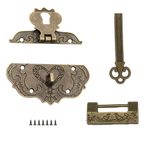 LONGHAO 2 Parça Vintage Tasarım Kabartmalı Mandal Hasır Vintage Antika Kilitli Antika Önlük Mandalı Mandal Antika Dikiş Seti Möbel-Kilit Seti, Tokalı Takı Kutusu için (#1)